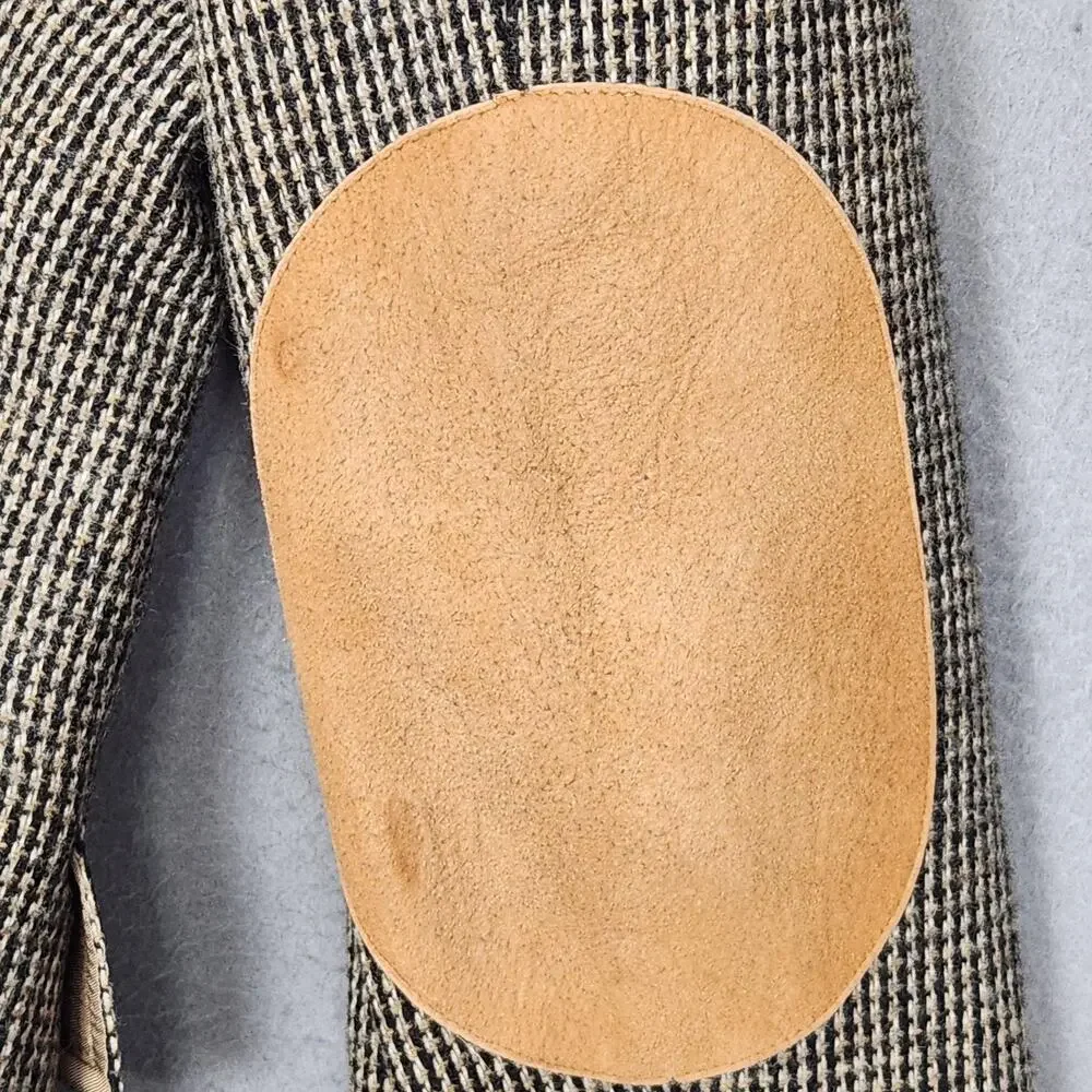 VINTAGE EVAN-PICONE Blazer Mens 41 Brown Houndstooth Wool Elbow Patch Jacket USA